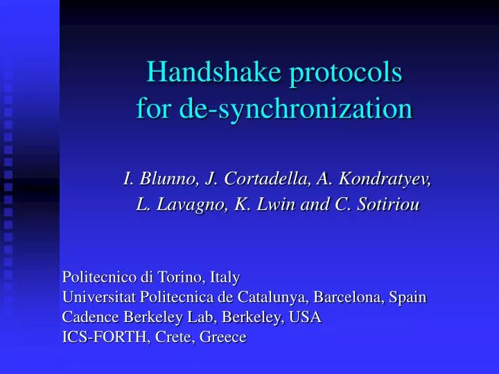 handshake protocols for de synchronization