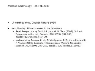 Volcano Seismology - 25 Feb 2009