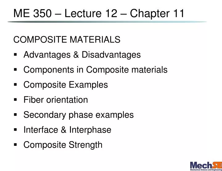 me 350 lecture 12 chapter 11