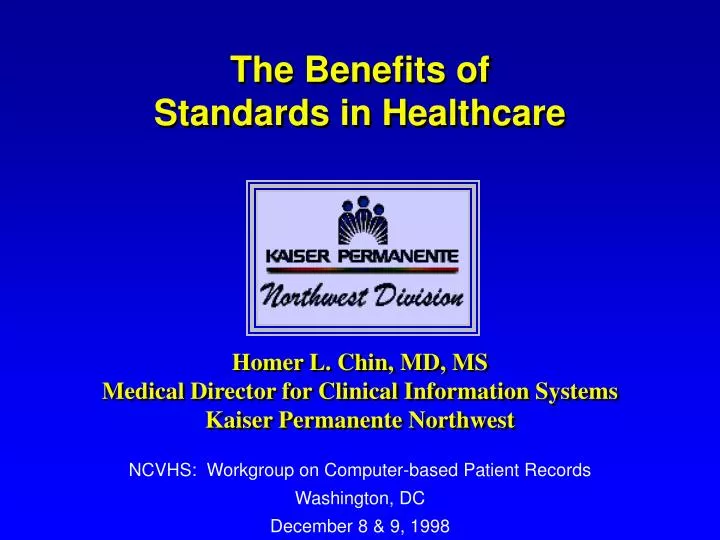 the benefits of standards in healthcare