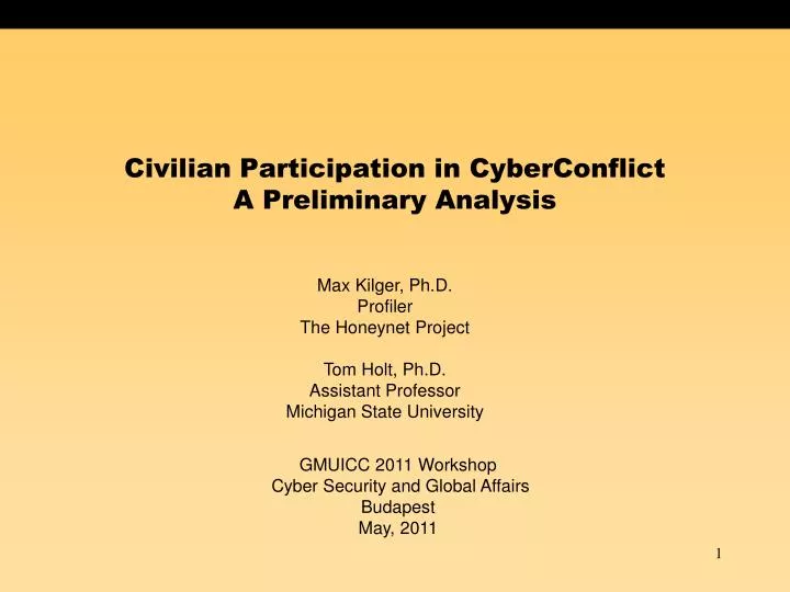 civilian participation in cyberconflict a preliminary analysis