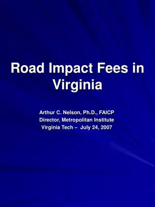 Road Impact Fees in Virginia