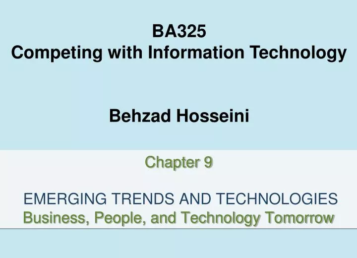 chapter 9 emerging trends and technologies business people and technology tomorrow