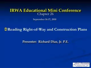 IRWA Educational Mini Conference Chapter 26