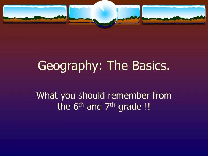 geography the basics