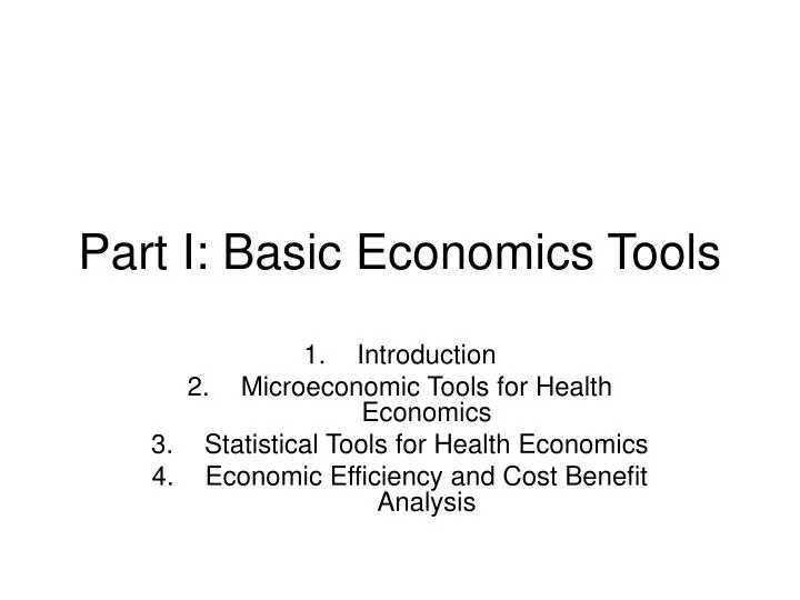 part i basic economics tools