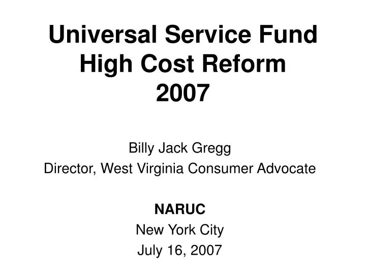 universal service fund high cost reform 2007