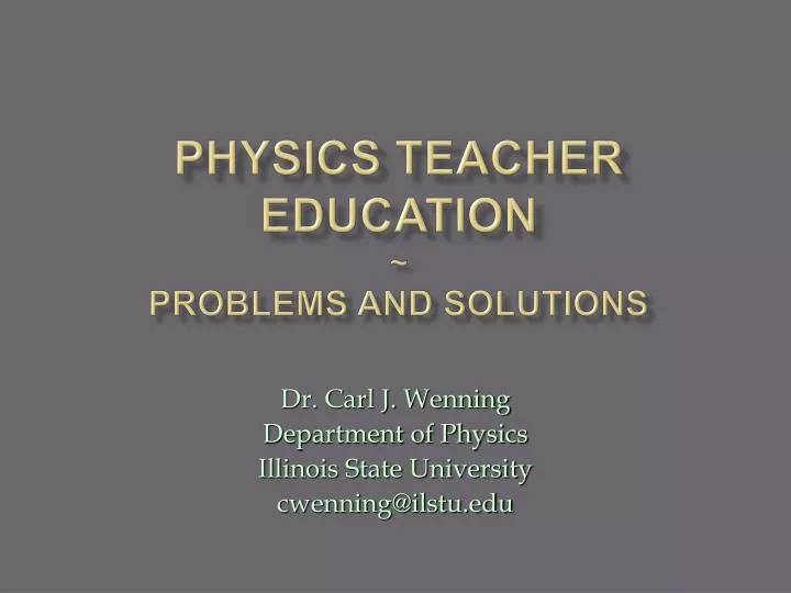 physics teacher education problems and solutions