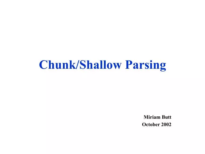 chunk shallow parsing