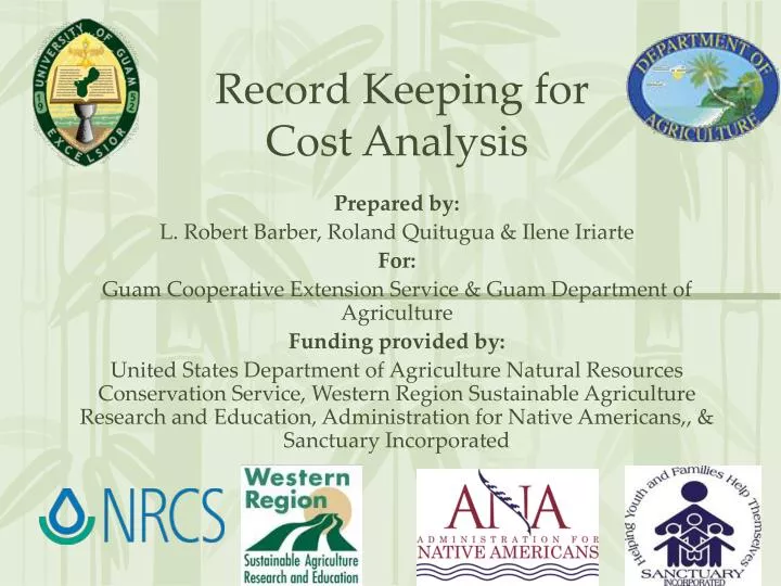 record keeping for cost analysis