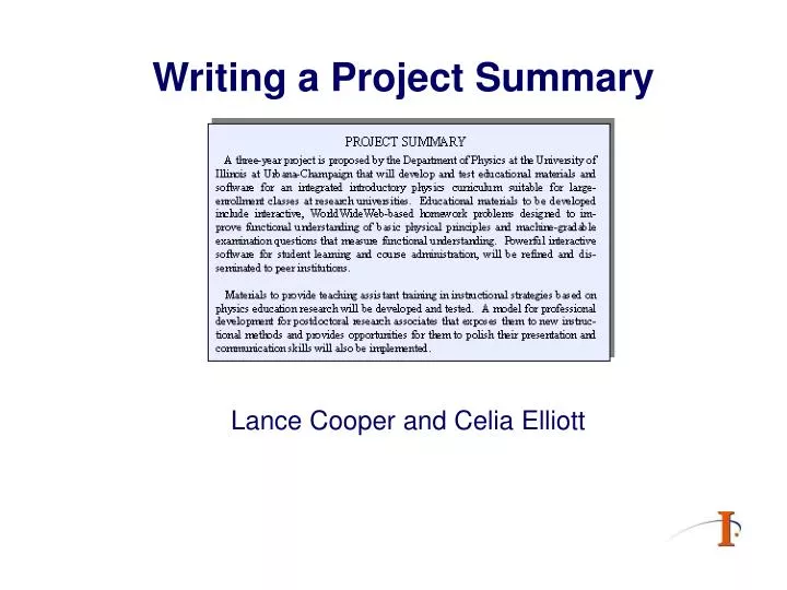 writing a project summary