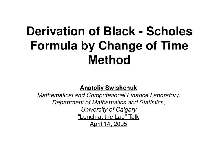 derivation of black scholes formula by change of time method