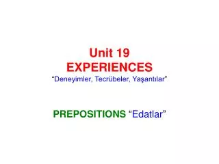 unit 19 experiences deneyimler tecr beler ya ant lar