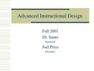 Advanced Instructional Design