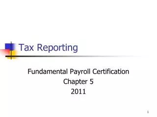 Tax Reporting