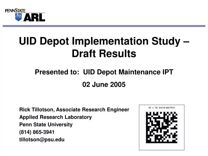 uid depot implementation study draft results