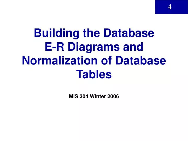 building the database e r diagrams and normalization of database tables