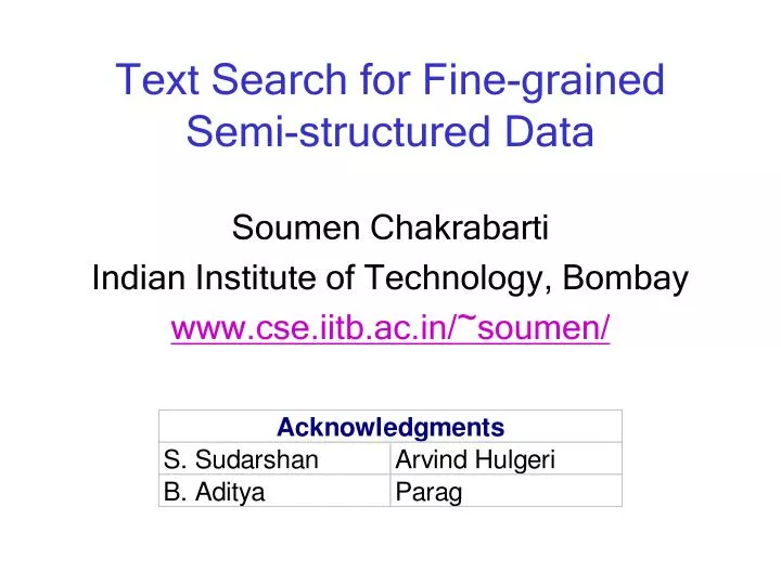 text search for fine grained semi structured data