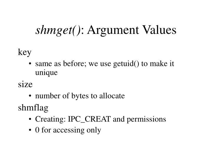 shmget argument values