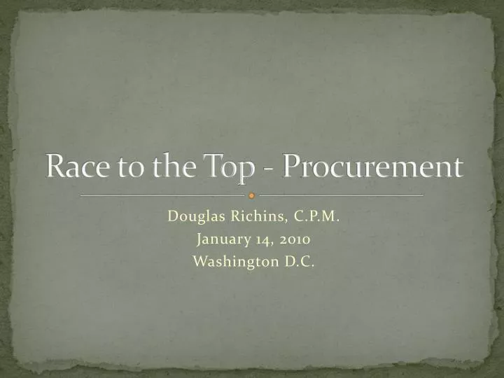 race to the top procurement