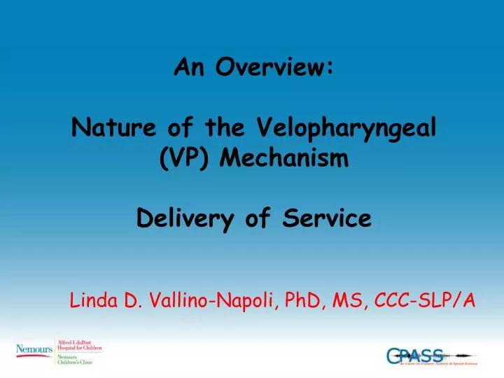 an overview nature of the velopharyngeal vp mechanism delivery of service