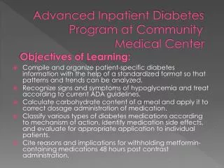 Compile and organize patient-specific diabetes information with the help of a standardized format so that patterns and t