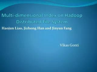 Multi-dimensional Index on Hadoop Distributed File System