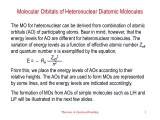 Molecular Orbitals of Heteronuclear Diatomic Molecules