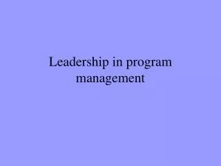 Leadership in program management