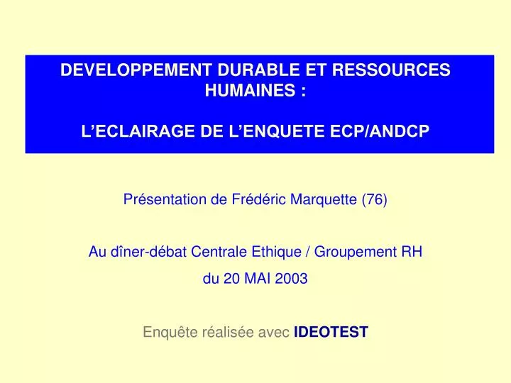 developpement durable et ressources humaines l eclairage de l enquete ecp andcp