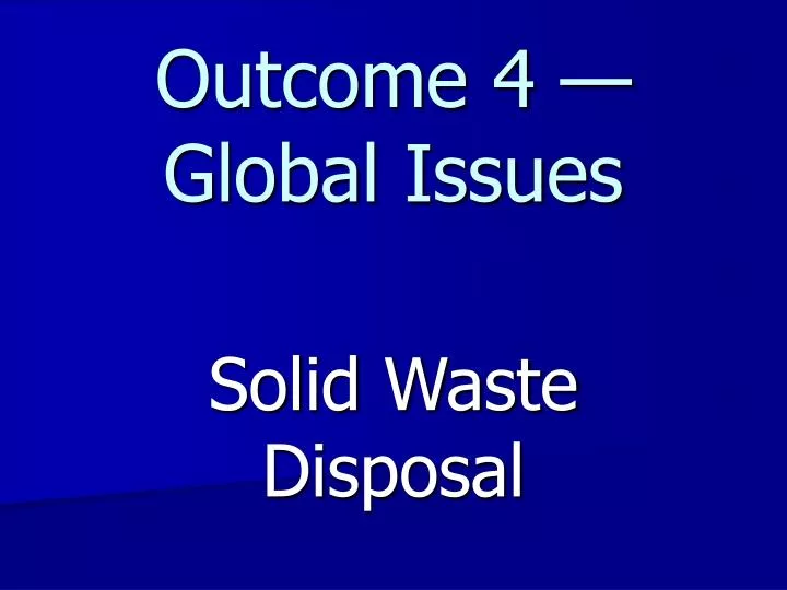 outcome 4 global issues