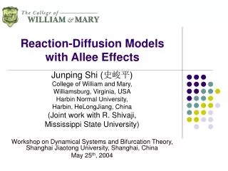 Reaction-Diffusion Models with Allee Effects