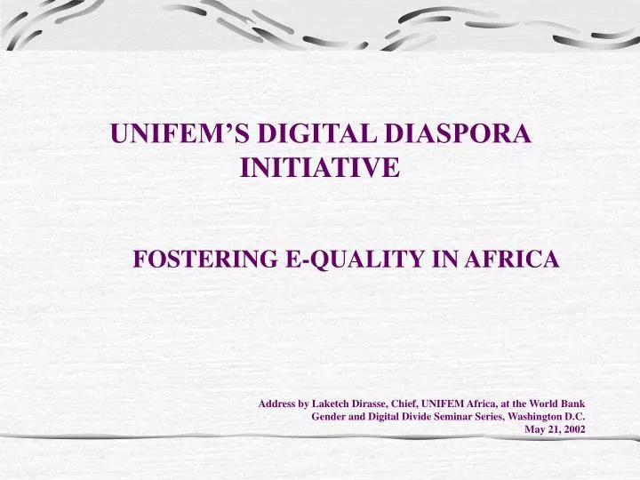 unifem s digital diaspora initiative