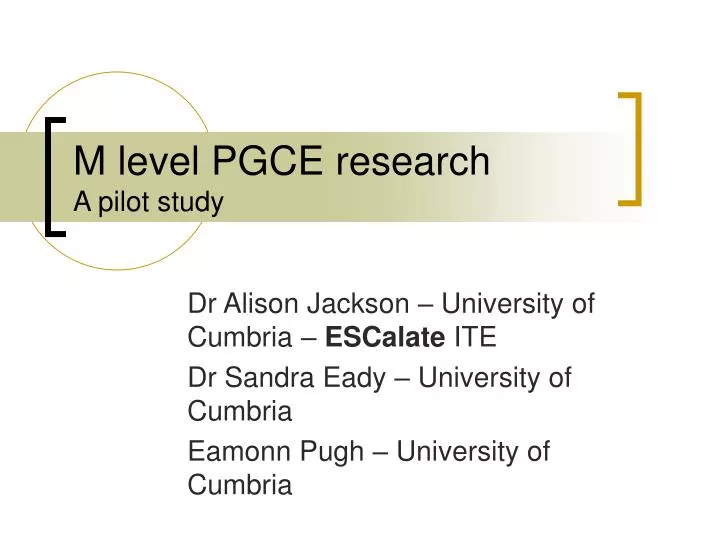m level pgce research a pilot study