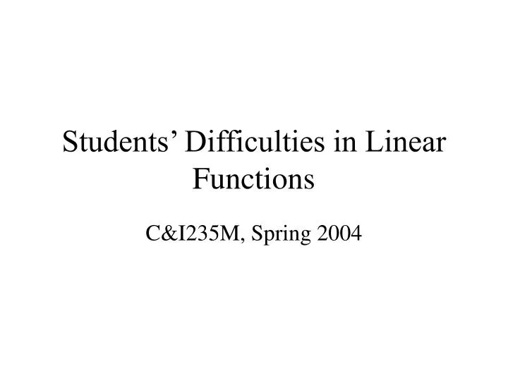 students difficulties in linear functions