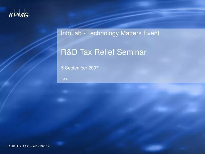 infolab technology matters event r d tax relief seminar