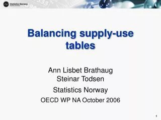 Balancing supply-use tables
