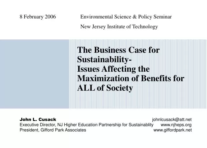 8 february 2006 environmental science policy seminar new jersey institute of technology