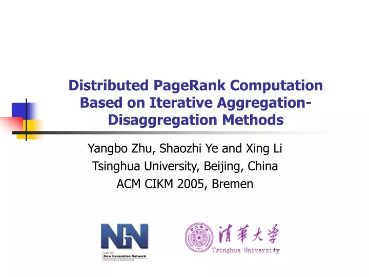 distributed pagerank computation based on iterative aggregation disaggregation methods