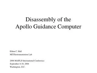 Disassembly of the Apollo Guidance Computer