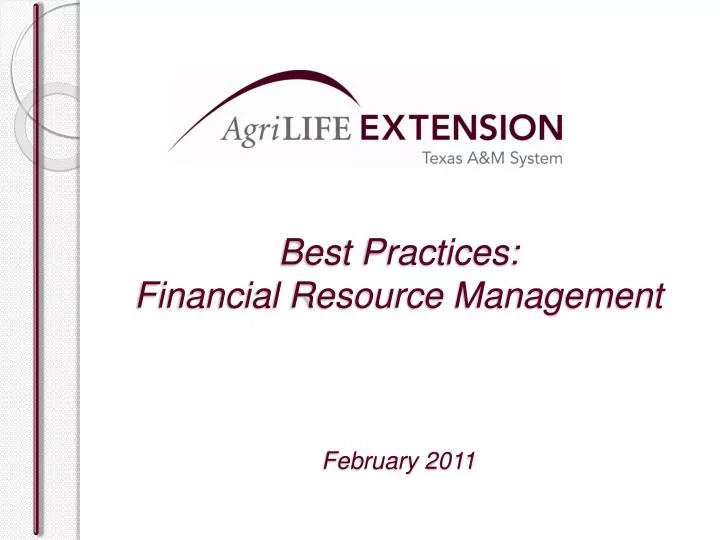 best practices financial resource management february 2011