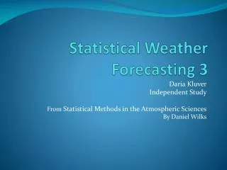 Statistical Weather Forecasting 3
