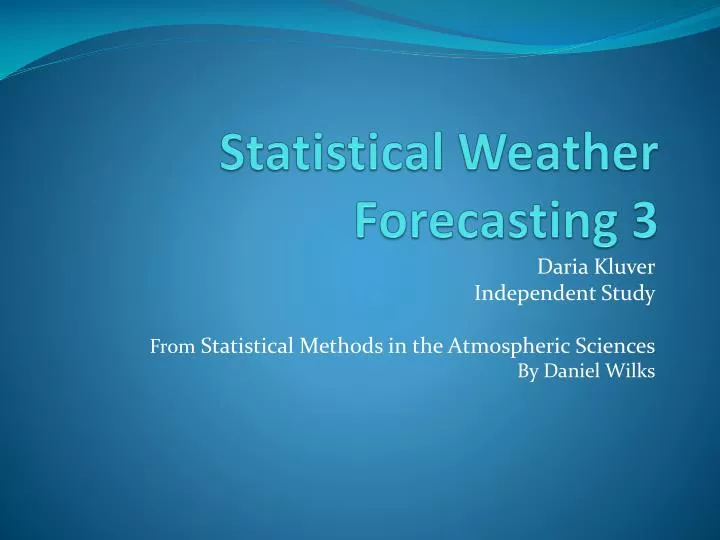 statistical weather forecasting 3