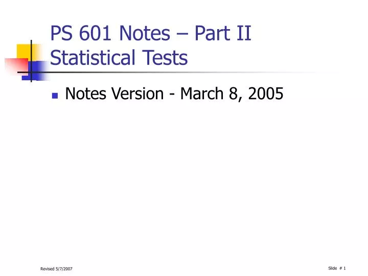 ps 601 notes part ii statistical tests