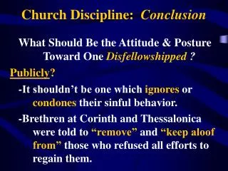 Church Discipline: Conclusion