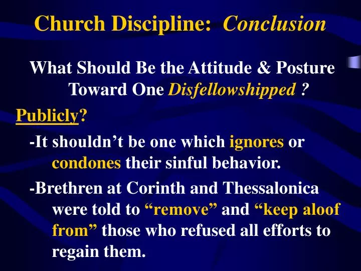 church discipline conclusion