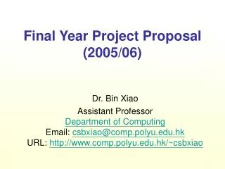 Final Year Project Proposal (200 5/06)