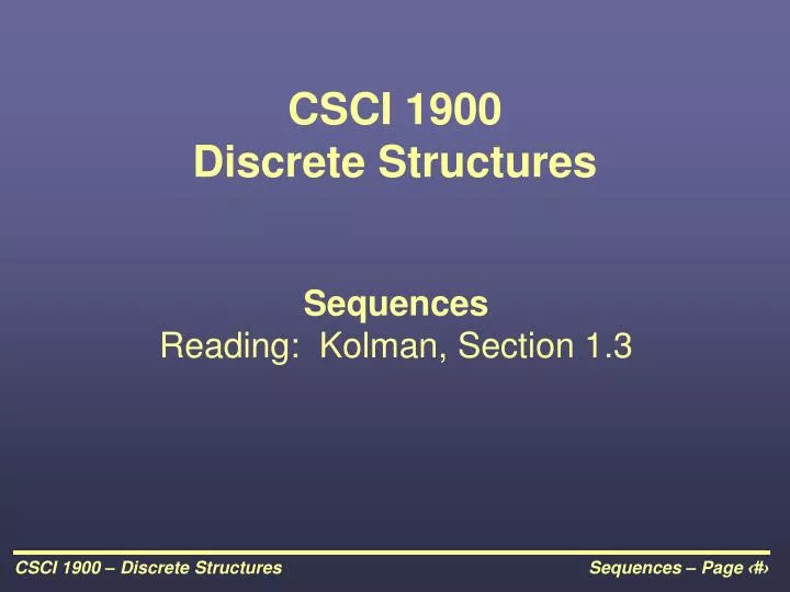 csci 1900 discrete structures