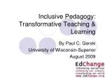 Inclusive Pedagogy: Transformative Teaching &amp; Learning - slide 1