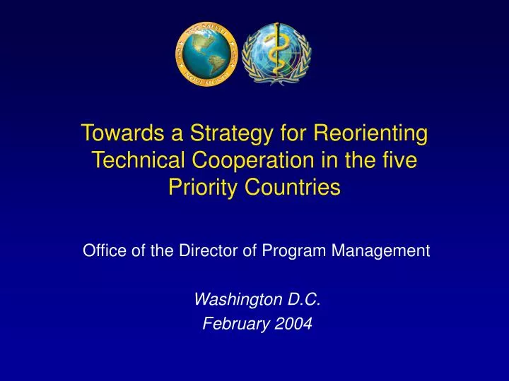towards a strategy for reorienting technical cooperation in the five priority countries